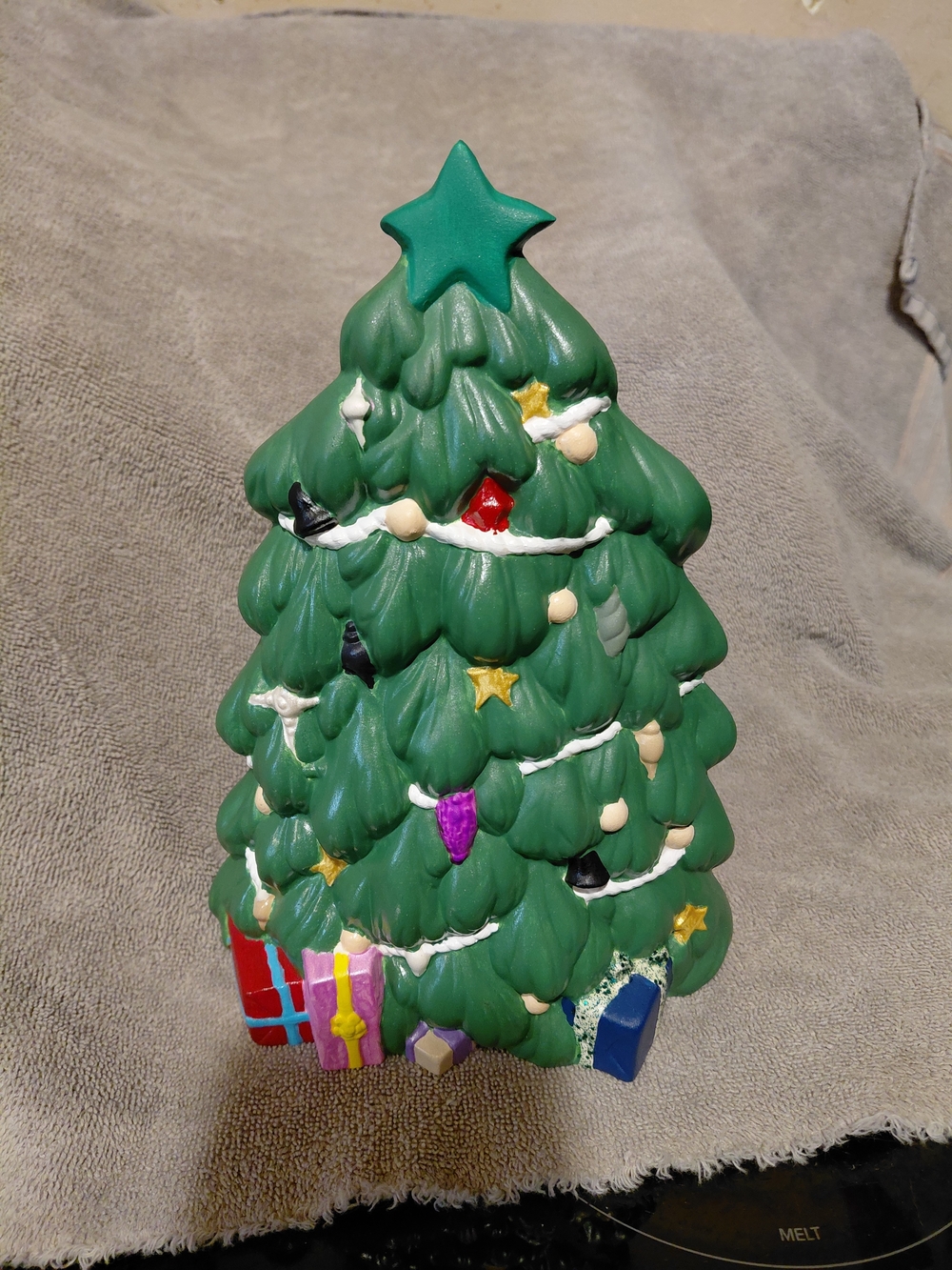 Ceramic Green Christmas Tree Figurine - Decorative Holiday Accent